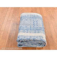 Load image into Gallery viewer, 7&#39;10&quot;x9&#39;8&quot; Medium Sapphire Blue, Pure Wool, Fine Peshawar With Intricate Geometric Motifs, Hand Knotted, Oriental Rug FWR522252