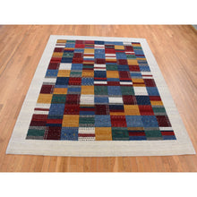 Load image into Gallery viewer, 8&#39;3&quot;x9&#39;9&quot; Cream Color, Persian, Wool, Hand Made, Lori Buft Gabbeh Patchwork Design, Oriental Rug FWR522264