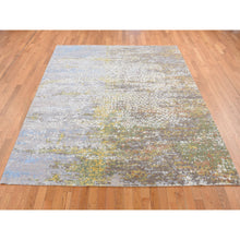 Load image into Gallery viewer, 8&#39;1&quot;x10&#39;1&quot; Rice White, Colorful Wool And Pure Silk, Erased Roman Mosaic Design, Hand Knotted, Oriental Rug FWR522282