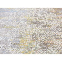 Load image into Gallery viewer, 8&#39;1&quot;x10&#39;1&quot; Rice White, Colorful Wool And Pure Silk, Erased Roman Mosaic Design, Hand Knotted, Oriental Rug FWR522282