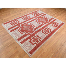 Load image into Gallery viewer, 8&#39;1&quot;x10&#39; Fire Brick Red, Pure Wool, Hand Knotted, Peshawar With Intricate Geometric Motifs, Oriental Rug FWR522288