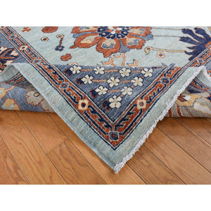 8'2''x10' Sage Gray, Peshawar With Antiqued Sultanabad Large Flower Design, Hand Knotted, Soft Wool, Wide Border, Oriental Rug FWR522318