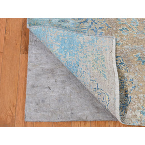 8'1"x9'9" Tan Color, Wool And Silk, Textured Hi-low Pile, Erased Ottoman Ornament And Snowflake Design, Hand Knotted, Modern, Oriental Rug FWR522324