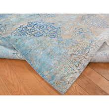 Load image into Gallery viewer, 8&#39;1&quot;x9&#39;9&quot; Tan Color, Wool And Silk, Textured Hi-low Pile, Erased Ottoman Ornament And Snowflake Design, Hand Knotted, Modern, Oriental Rug FWR522324