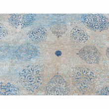 Load image into Gallery viewer, 8&#39;1&quot;x9&#39;9&quot; Tan Color, Wool And Silk, Textured Hi-low Pile, Erased Ottoman Ornament And Snowflake Design, Hand Knotted, Modern, Oriental Rug FWR522324