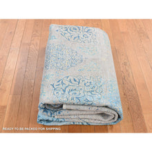 Load image into Gallery viewer, 8&#39;1&quot;x9&#39;9&quot; Tan Color, Wool And Silk, Textured Hi-low Pile, Erased Ottoman Ornament And Snowflake Design, Hand Knotted, Modern, Oriental Rug FWR522324