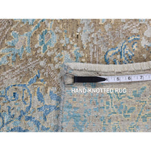 Load image into Gallery viewer, 8&#39;1&quot;x9&#39;9&quot; Tan Color, Wool And Silk, Textured Hi-low Pile, Erased Ottoman Ornament And Snowflake Design, Hand Knotted, Modern, Oriental Rug FWR522324