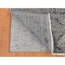 Load image into Gallery viewer, 8&#39;3&quot;x10&#39;1&quot; Carbon Gray, Silk With Textured Wool, Erased Broken Persian Design, Hand Knotted, Oriental Rug FWR522330
