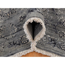 Load image into Gallery viewer, 8&#39;3&quot;x10&#39;1&quot; Carbon Gray, Silk With Textured Wool, Erased Broken Persian Design, Hand Knotted, Oriental Rug FWR522330