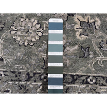 Load image into Gallery viewer, 8&#39;3&quot;x10&#39;1&quot; Carbon Gray, Silk With Textured Wool, Erased Broken Persian Design, Hand Knotted, Oriental Rug FWR522330