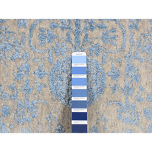 Load image into Gallery viewer, 7&#39;10&quot;x9&#39;9&quot; Sky Blue, Soft Wool, Hand Loomed, Erased Mughal Jewlery Design, Tone on Tone, Oriental Rug FWR522348