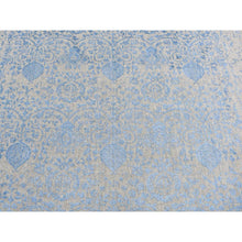 Load image into Gallery viewer, 7&#39;10&quot;x9&#39;9&quot; Sky Blue, Soft Wool, Hand Loomed, Erased Mughal Jewlery Design, Tone on Tone, Oriental Rug FWR522348