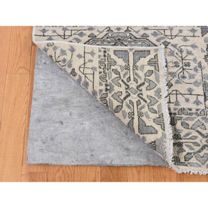 8'2"x10'5" Nevada Gray, Ottoman Mamluk Crisscross Design, Hand Knotted, Undyed Natural Wool, Oriental Rug FWR522354