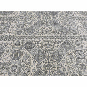 8'2"x10'5" Nevada Gray, Ottoman Mamluk Crisscross Design, Hand Knotted, Undyed Natural Wool, Oriental Rug FWR522354