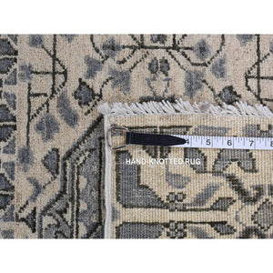 8'2"x10'5" Nevada Gray, Ottoman Mamluk Crisscross Design, Hand Knotted, Undyed Natural Wool, Oriental Rug FWR522354