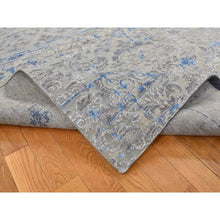 Load image into Gallery viewer, 7&#39;10&quot;x10&#39;2&quot; Stone Gray, Pure Silk With Textured Wool, Trellis Garden Design, Hand Knotted, Oriental Rug FWR522360