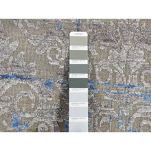 Load image into Gallery viewer, 7&#39;10&quot;x10&#39;2&quot; Stone Gray, Pure Silk With Textured Wool, Trellis Garden Design, Hand Knotted, Oriental Rug FWR522360