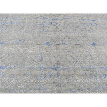 Load image into Gallery viewer, 7&#39;10&quot;x10&#39;2&quot; Stone Gray, Pure Silk With Textured Wool, Trellis Garden Design, Hand Knotted, Oriental Rug FWR522360