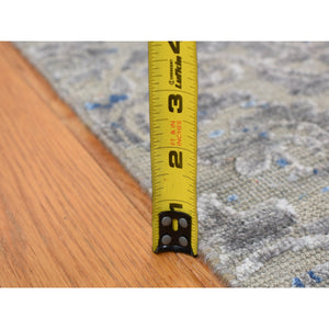7'10"x10'2" Stone Gray, Pure Silk With Textured Wool, Trellis Garden Design, Hand Knotted, Oriental Rug FWR522360