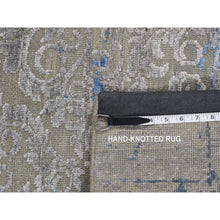 Load image into Gallery viewer, 7&#39;10&quot;x10&#39;2&quot; Stone Gray, Pure Silk With Textured Wool, Trellis Garden Design, Hand Knotted, Oriental Rug FWR522360