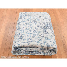 Load image into Gallery viewer, 9&#39;x12&#39;1&quot; Ivory, Modern Broken Design Kashan, Wool And Silk, Hand Knotted, Oriental Rug FWR522372