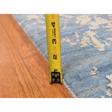 Load image into Gallery viewer, 9&#39;2&quot;x12&#39;1&quot; Steel Blue, Broken And Erased Persian Design, Wool And Pure Silk, Hand Knotted, Oriental Rug FWR522378