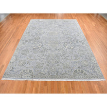 Load image into Gallery viewer, 9&#39;x12&#39; Goose Gray, Tone On Tone, Oushak Design, Silk With Textured Wool, Hand Knotted, Oriental Rug FWR522390
