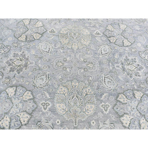 9'x12' Goose Gray, Tone On Tone, Oushak Design, Silk With Textured Wool, Hand Knotted, Oriental Rug FWR522390