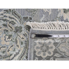 Load image into Gallery viewer, 9&#39;x12&#39; Goose Gray, Tone On Tone, Oushak Design, Silk With Textured Wool, Hand Knotted, Oriental Rug FWR522390