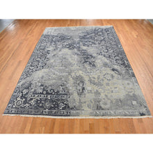 Load image into Gallery viewer, 9&#39;x11&#39;10&quot; Arsenic Gray, Wool And Silk, Broken And Erased All Over Heriz Design, Hand Knotted, Oriental Rug FWR522408
