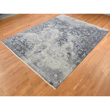 Load image into Gallery viewer, 9&#39;x11&#39;10&quot; Arsenic Gray, Wool And Silk, Broken And Erased All Over Heriz Design, Hand Knotted, Oriental Rug FWR522408