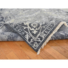 Load image into Gallery viewer, 9&#39;x11&#39;10&quot; Arsenic Gray, Wool And Silk, Broken And Erased All Over Heriz Design, Hand Knotted, Oriental Rug FWR522408