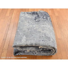 Load image into Gallery viewer, 9&#39;x11&#39;10&quot; Arsenic Gray, Wool And Silk, Broken And Erased All Over Heriz Design, Hand Knotted, Oriental Rug FWR522408