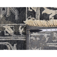 Load image into Gallery viewer, 9&#39;x11&#39;10&quot; Arsenic Gray, Wool And Silk, Broken And Erased All Over Heriz Design, Hand Knotted, Oriental Rug FWR522408
