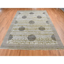 Load image into Gallery viewer, 8&#39;9&quot;x12&#39;1&quot; Artichoke Green, Silk with Textured Wool, Abrash and Flower Artistic Motifs, Hand Knotted, Oriental Rug FWR522426