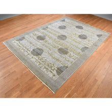 Load image into Gallery viewer, 8&#39;9&quot;x12&#39;1&quot; Artichoke Green, Silk with Textured Wool, Abrash and Flower Artistic Motifs, Hand Knotted, Oriental Rug FWR522426