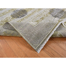 Load image into Gallery viewer, 8&#39;9&quot;x12&#39;1&quot; Artichoke Green, Silk with Textured Wool, Abrash and Flower Artistic Motifs, Hand Knotted, Oriental Rug FWR522426
