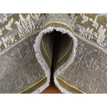 Load image into Gallery viewer, 8&#39;9&quot;x12&#39;1&quot; Artichoke Green, Silk with Textured Wool, Abrash and Flower Artistic Motifs, Hand Knotted, Oriental Rug FWR522426
