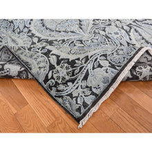Load image into Gallery viewer, 9&#39;x12&#39;2&quot; Goose Gray, Pure Silk with Textured Wool, Tulip Flower Design, Hand Knotted, Oriental Rug FWR522432