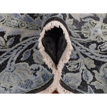 Load image into Gallery viewer, 9&#39;x12&#39;2&quot; Goose Gray, Pure Silk with Textured Wool, Tulip Flower Design, Hand Knotted, Oriental Rug FWR522432