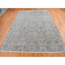 Load image into Gallery viewer, 9&#39;x12&#39;2&quot; Ultimate Gray, Pure Silk With Textured Wool, Wreath And Urns Design, Hand Knotted, Oriental Rug FWR522438