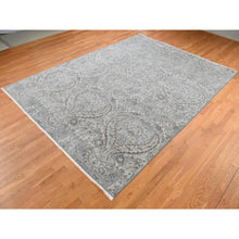 Load image into Gallery viewer, 9&#39;x12&#39;2&quot; Ultimate Gray, Pure Silk With Textured Wool, Wreath And Urns Design, Hand Knotted, Oriental Rug FWR522438