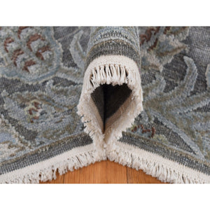 9'x12'2" Ultimate Gray, Pure Silk With Textured Wool, Wreath And Urns Design, Hand Knotted, Oriental Rug FWR522438