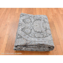Load image into Gallery viewer, 9&#39;x12&#39;2&quot; Ultimate Gray, Pure Silk With Textured Wool, Wreath And Urns Design, Hand Knotted, Oriental Rug FWR522438