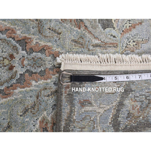 9'x12'2" Ultimate Gray, Pure Silk With Textured Wool, Wreath And Urns Design, Hand Knotted, Oriental Rug FWR522438