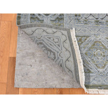 Load image into Gallery viewer, 9&#39;x11&#39;7&quot; Cadet Gray, Silk With Textured Wool, Mamluk Design, Hand Knotted, Oriental Rug FWR522450