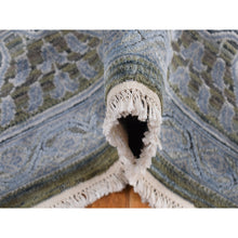 Load image into Gallery viewer, 9&#39;x11&#39;7&quot; Cadet Gray, Silk With Textured Wool, Mamluk Design, Hand Knotted, Oriental Rug FWR522450