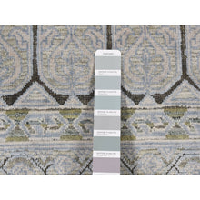 Load image into Gallery viewer, 9&#39;x11&#39;7&quot; Cadet Gray, Silk With Textured Wool, Mamluk Design, Hand Knotted, Oriental Rug FWR522450