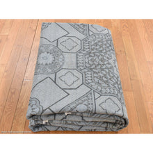 Load image into Gallery viewer, 9&#39;x11&#39;7&quot; Cadet Gray, Silk With Textured Wool, Mamluk Design, Hand Knotted, Oriental Rug FWR522450