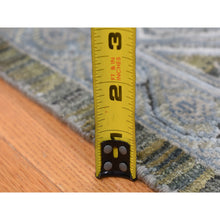 Load image into Gallery viewer, 9&#39;x11&#39;7&quot; Cadet Gray, Silk With Textured Wool, Mamluk Design, Hand Knotted, Oriental Rug FWR522450